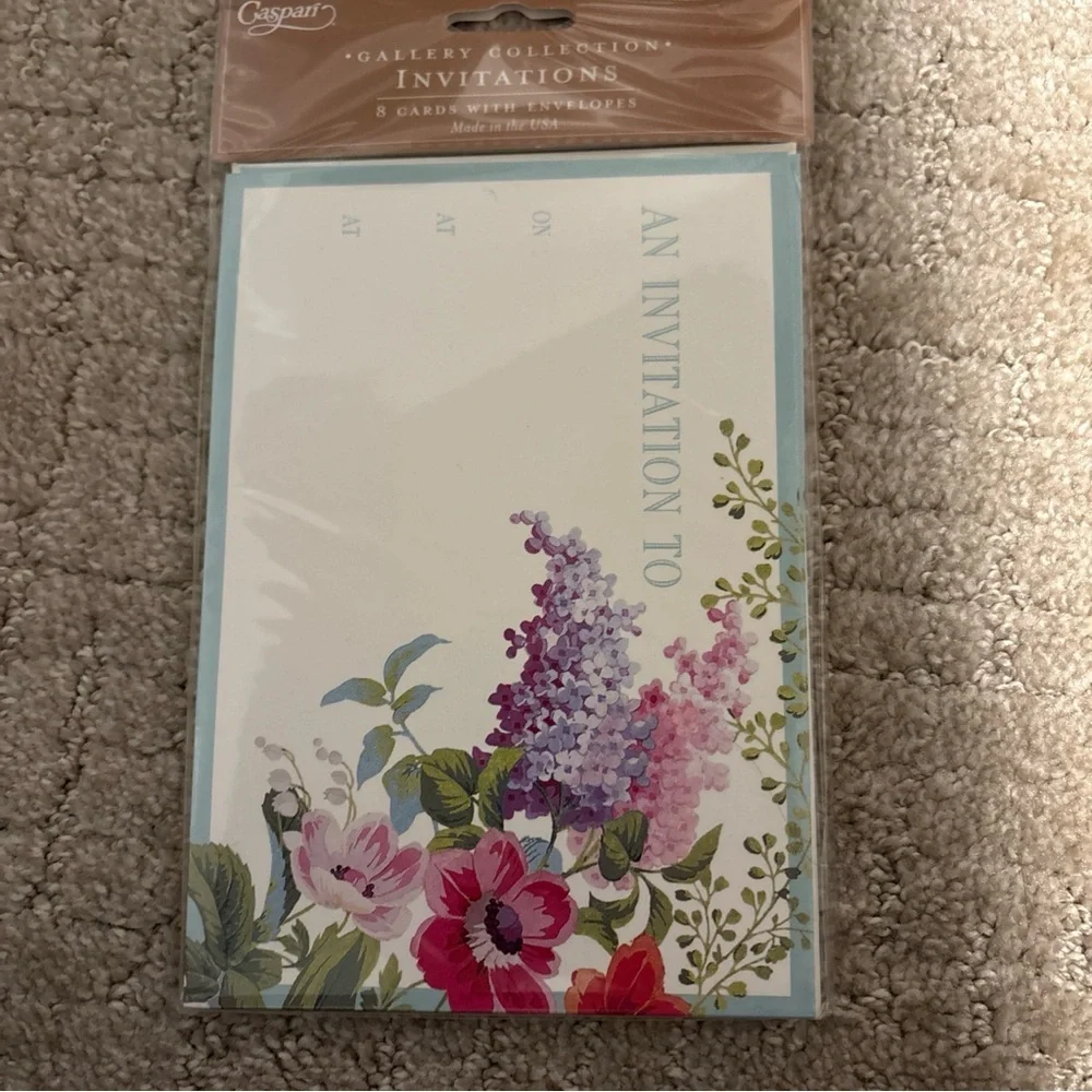 Caspari Gallery Collection Invitations 8 Cards With Envelopes Edwardian Garden